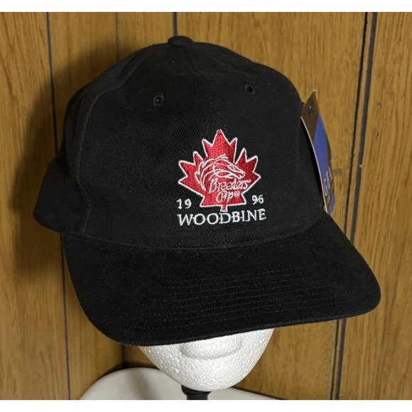 NWT Vintage 1996 Woodbine Breeders' Cup Embroidered Hat Cap Black Adjustable 90s - Picture 3 of 7